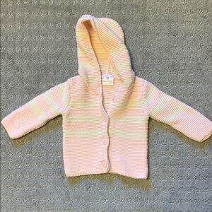Hanna Andersson Pink/Cream Baby Girl Cardigan